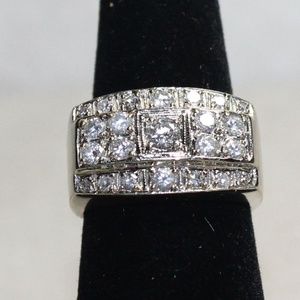 Wide 14kt White Gold Diamond Band Ring